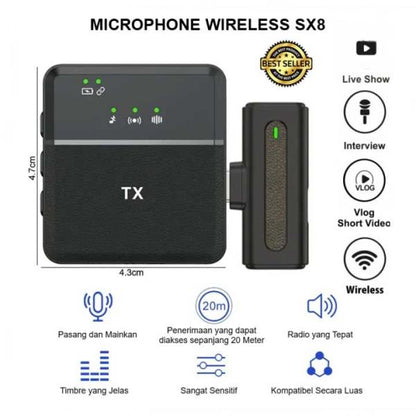 SX8 Type-C Single Professional Lavalier Wireless Microphone For Interview, Vlog, Live Mic Noise Reduction