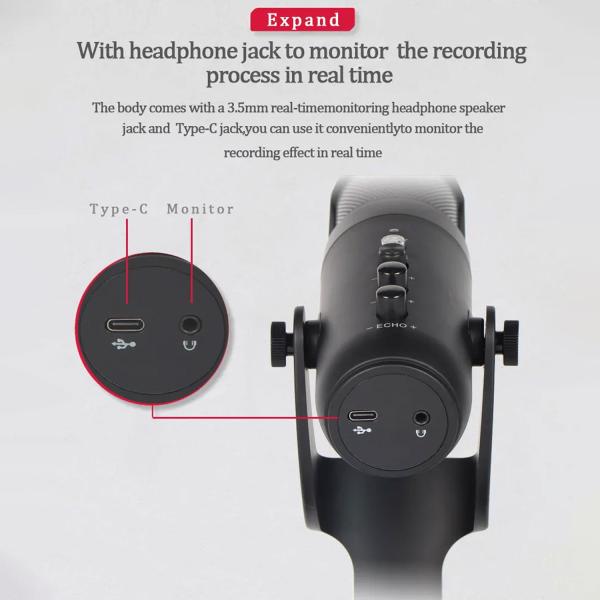 Jmary MC-PW9 RGB Professional USB Microphone For Podcasting With Noise Reduction