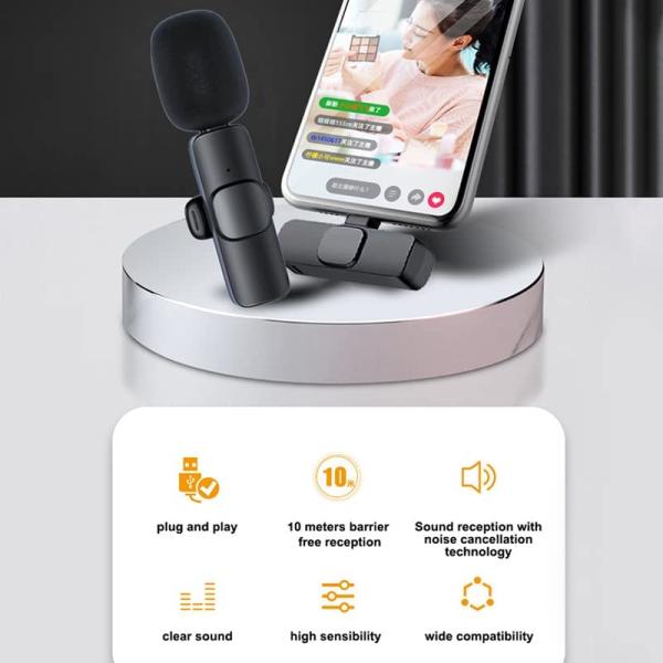 K9 Collar Wireless Microphone Iphone/android & Type C Supported Wirele