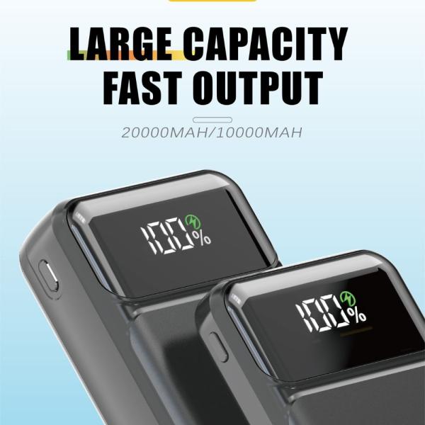 Aspor A316 20000mAh 22.5W High Speed Built In Cable Fast Charging Power Bank Black
