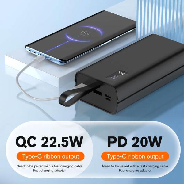 Aspor A337 22.5W PD 30000mAh Fast Charge Power Bank LCD Display Black