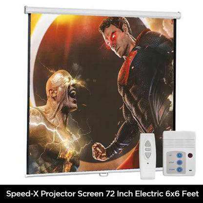 Projector Screen 72 Inch Electric Motorised 6x6 Feet 1:1mw