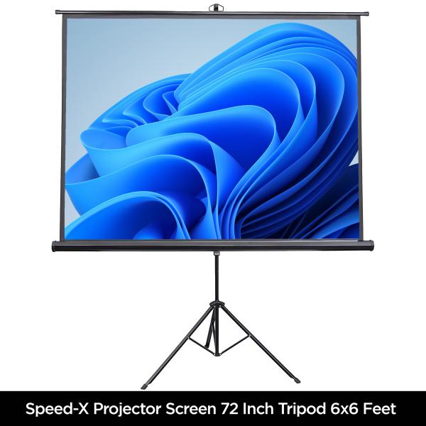 Projector Screen 72 Inch Tripod Portable 6x6 Feet 1:1mw Speed-x (fine