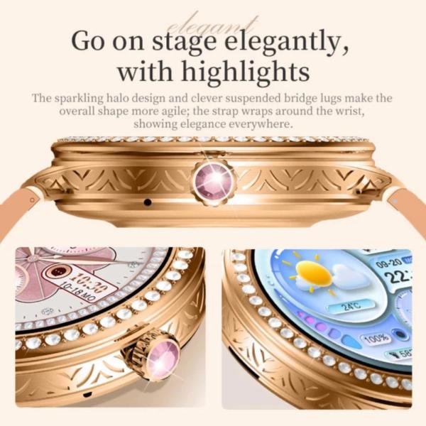 Hw16 Mini Luxury Women Rose Gold Smart Watch 1.35 Inch Bt Call With We
