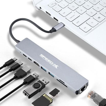 Speedx (sp-tc801) 8 In 1 Multi-port Type C 4k Hdmi Usb 3.0 Converter G