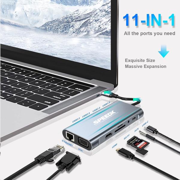 Speed-x (sp-tc1101) 11 In 1 Multi-port Type C 4k Hdmi Usb 3.0 Converte