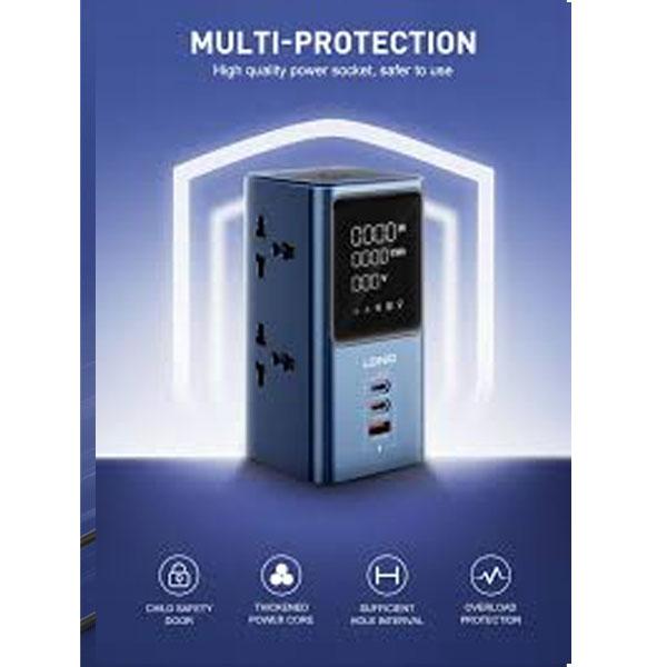 Ldnio SC2 7-in-1 Power Extension With Fast Charging 4 Sockets 2 USB-C + 1 Usb-a