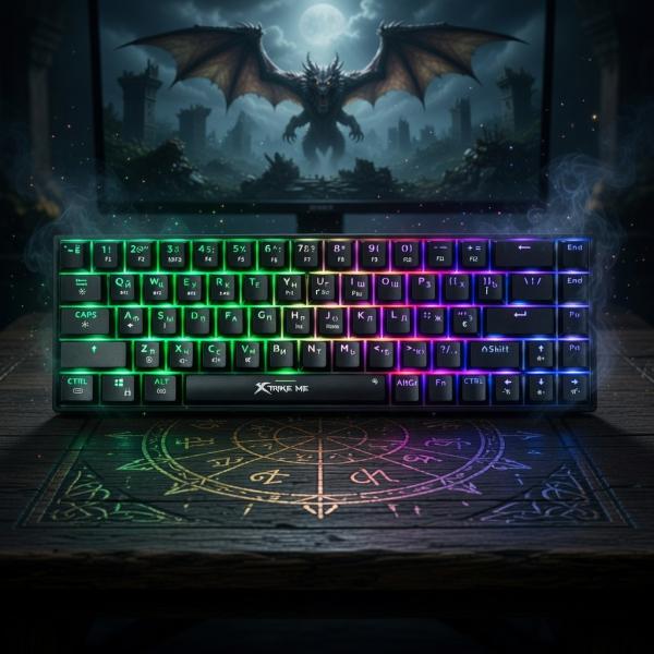 Xtrike Me GK-995W 68 Keys Wireless 2.4g Bt5.2 Tri Mode Gaming Mechanical Keyboard Black