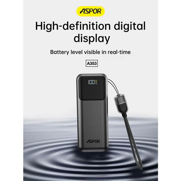 Aspor A353 Pd+qc 10000mAh Mini Fast Charging Power Bank