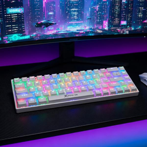 Xtrike Me GK-995W Wh 68 Keys Wireless 2.4g Bt5.2 Tri Mode Gaming Mechanical Keyboard White