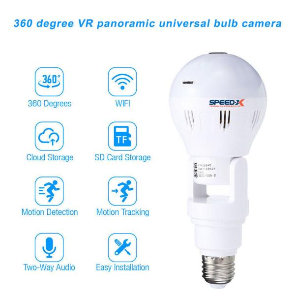 Wifi Flexible Light Bulb Camera 1080p Hd Wireless 360 Degree Panoramic