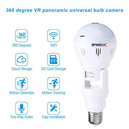 Wifi Flexible Light Bulb Camera 1080p Hd Wireless 360 Degree Panoramic