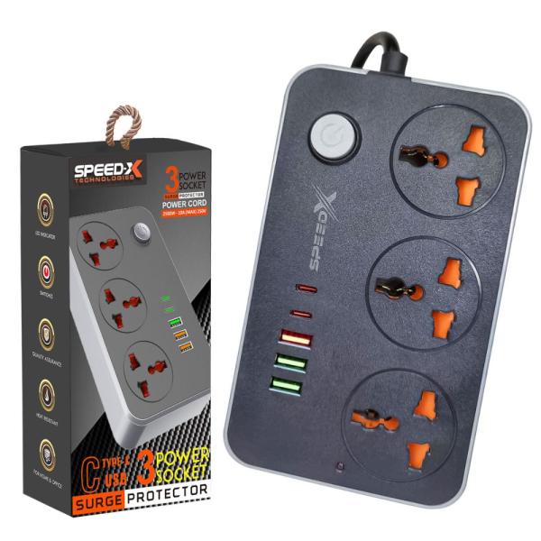 603pu Speed-x Power Universal Travel 3socket+3usb+2type-c Cabel Length