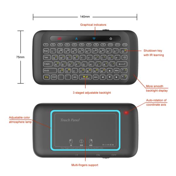 H20 Universal Mini Backlight Touchpad Wireless Keyboard Air Mouse Cont