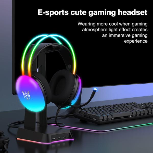 Onikuma-x25 Pro RGB Head Beam With Mic 3.5mm Durable Stereo Surround Gaming Headset Black