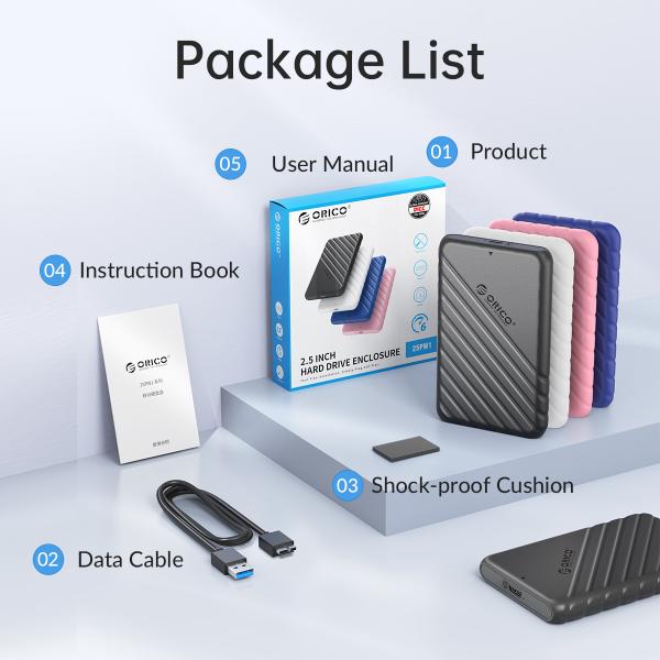 Orico 25pw1-u3 2.5 Inch USB 3.0 Micro-b Hard Drive Enclosure