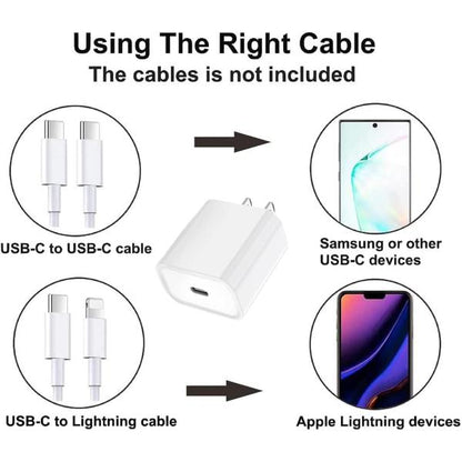 Iphone Usb-c Pd 20w Power Adapter Charger 2 Pin (usa Pin)