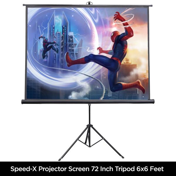 Projector Screen 72 Inch Tripod Portable 6x6 Feet 1:1mw Speed-x (fine