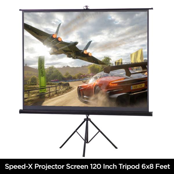 Projector Screen 120 Inch Tripod Portable 6x8 Feet 4:3mw