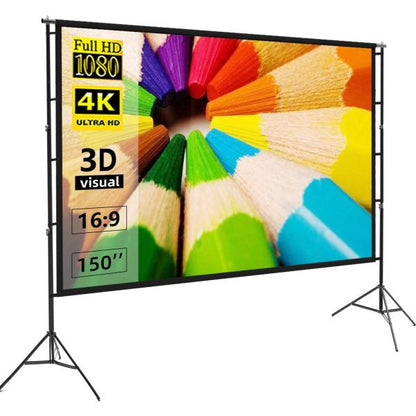 Projector Screen 150 Inch Tripod Potable Double Stand 8x10 Feet 4:3mw
