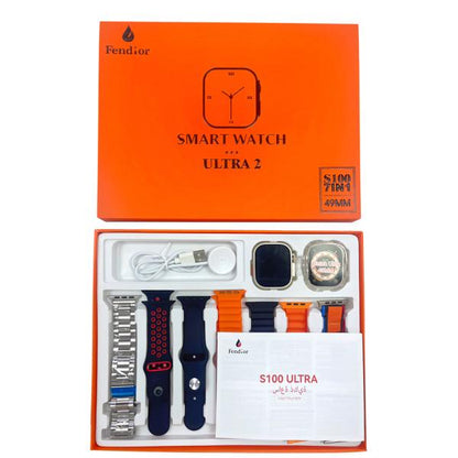 S100 Fendior Smart Watch Ultra 2 With 7 Straps 49mm With Silicon Watch
