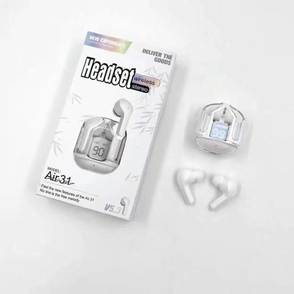 Air 31 Tws Original With Big Packing Transparent Earbuds Bluetooth 5.3