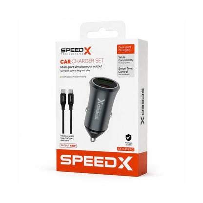 SX-C40 Pro 48W Dual Port Fast Car Charger With USB-C To USB-C Cable