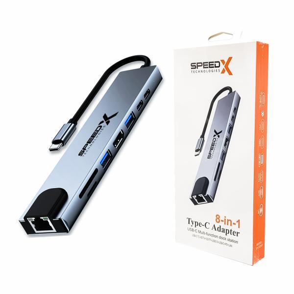 Speedx (sp-tc801) 8 In 1 Multi-port Type C 4k Hdmi Usb 3.0 Converter G