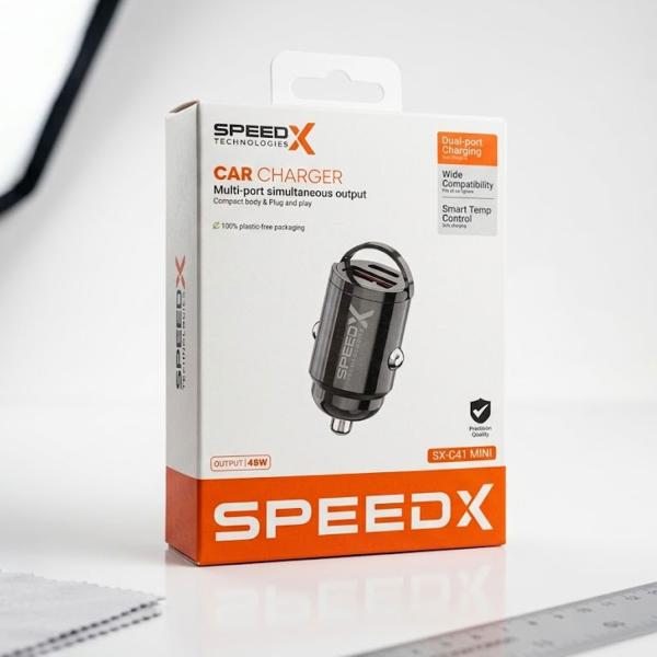 SX-C41 Mini 48W PD + QC Dual-port Aluminium Car Charger