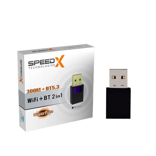 Alfa W107 (2-in-1) WiFi + Bluetooth 5.3 USB Adapter 300mbps Plug & Play
