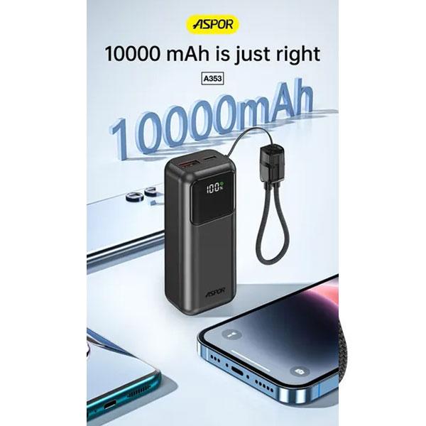 Aspor A353 Pd+qc 10000mAh Mini Fast Charging Power Bank
