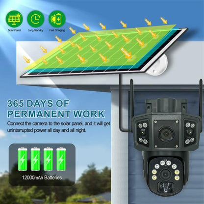 CA-WC013 Solar Outdoor 8MP Dual Lens Camera Pan Tilt Pir Motion Detection With V380 Pro App