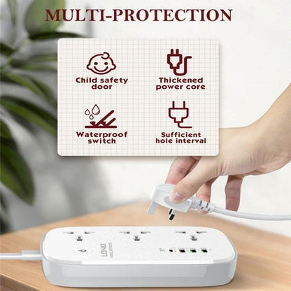 Ldnio SCW3451 2500W WiFi Smart Power Extension 3 Sockets 1 USB-C + 3 Usb-a