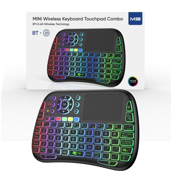 M9 Bluetooth Mini Wireless Keyboard 7 Backlit 2.4g Air Mouse Remote To