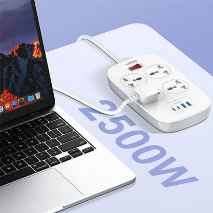 Ldnio SC4407C 2500W Power Extension 4 Sockets 2 Usb-a + 2 USB-C 2m