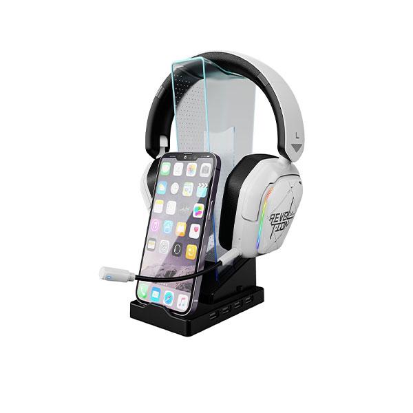 Xtrike Me HT-09 Headset & Phone Stand With 4 USB Port And LED Light