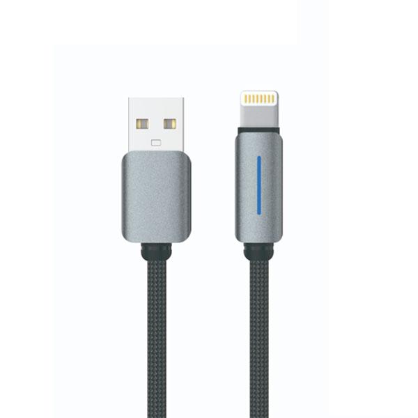 Logilink USB To Lightning Nylon Fast Charging Data Cable With Light 1m (1 Year Warranty) Grey