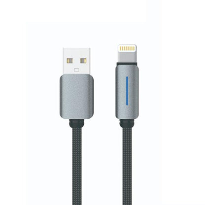 Logilink USB To Lightning Nylon Fast Charging Data Cable With Light 1m (1 Year Warranty) Grey