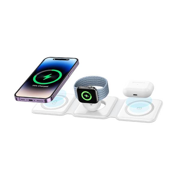 3 In 1 15W Fast Wireless Magnetic Charging Pad For Iphone, Airpods, Smartwatch