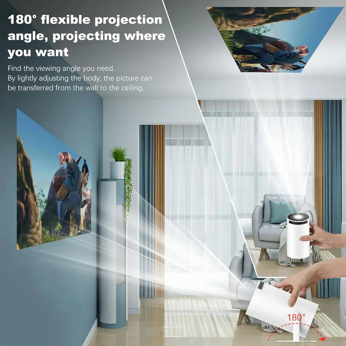 Gaming Projector With Controller 180 Degree Projection angle