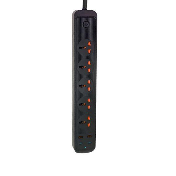 504pu Speed-x Premium Portable Power Strip 5socket+2usb Port+2 Type C