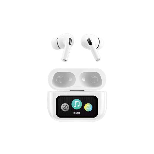 A9 Pro App Anc/enc Display Touch Control Bt 5.4 Wireless Earbuds With Zwsvibe App White
