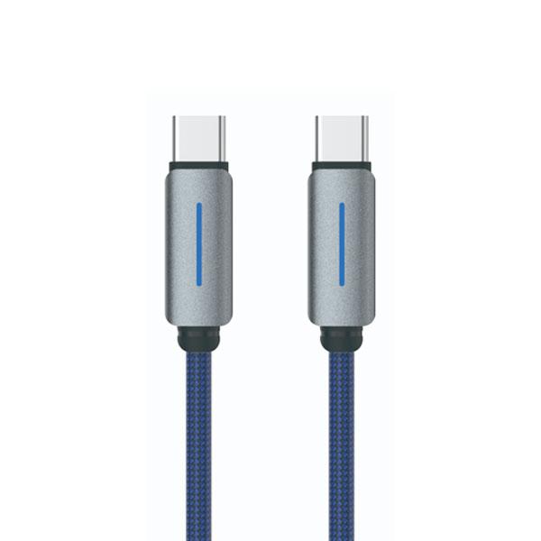 Logilink Type C To Type C Nylon Fast Charging Data Cable With Light 1m (1 Year Warranty) Blue