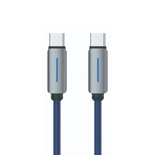 Logilink Type C To Type C Nylon Fast Charging Data Cable With Light 1m (1 Year Warranty) Blue