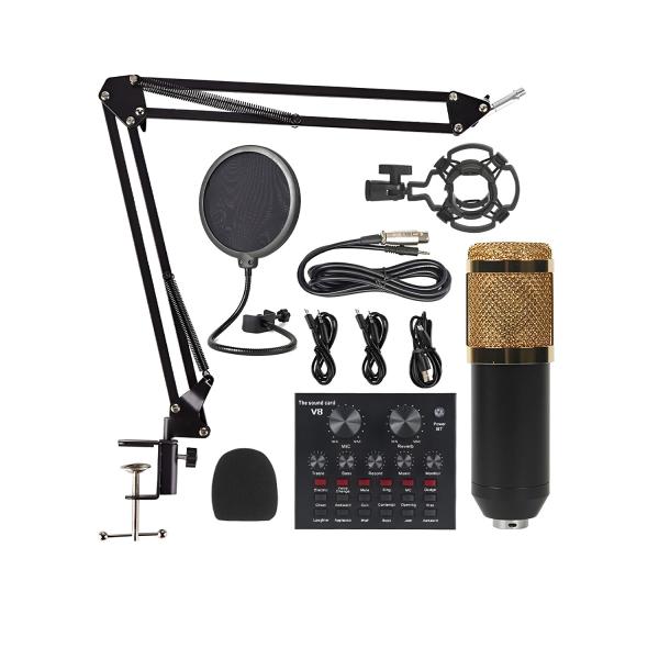 V8 BM-800 Podcast Mic Set With Live Sound Card,condenser Microphone With Rechargeable 12 Kinds Of Auxiliary Background F