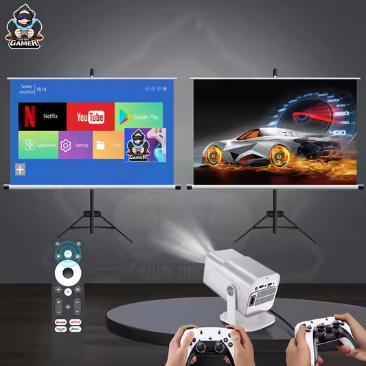 Hypermartz™ LumiBeam Portable Projector with 4K, Android 11, Gaming Hub Hypermartz