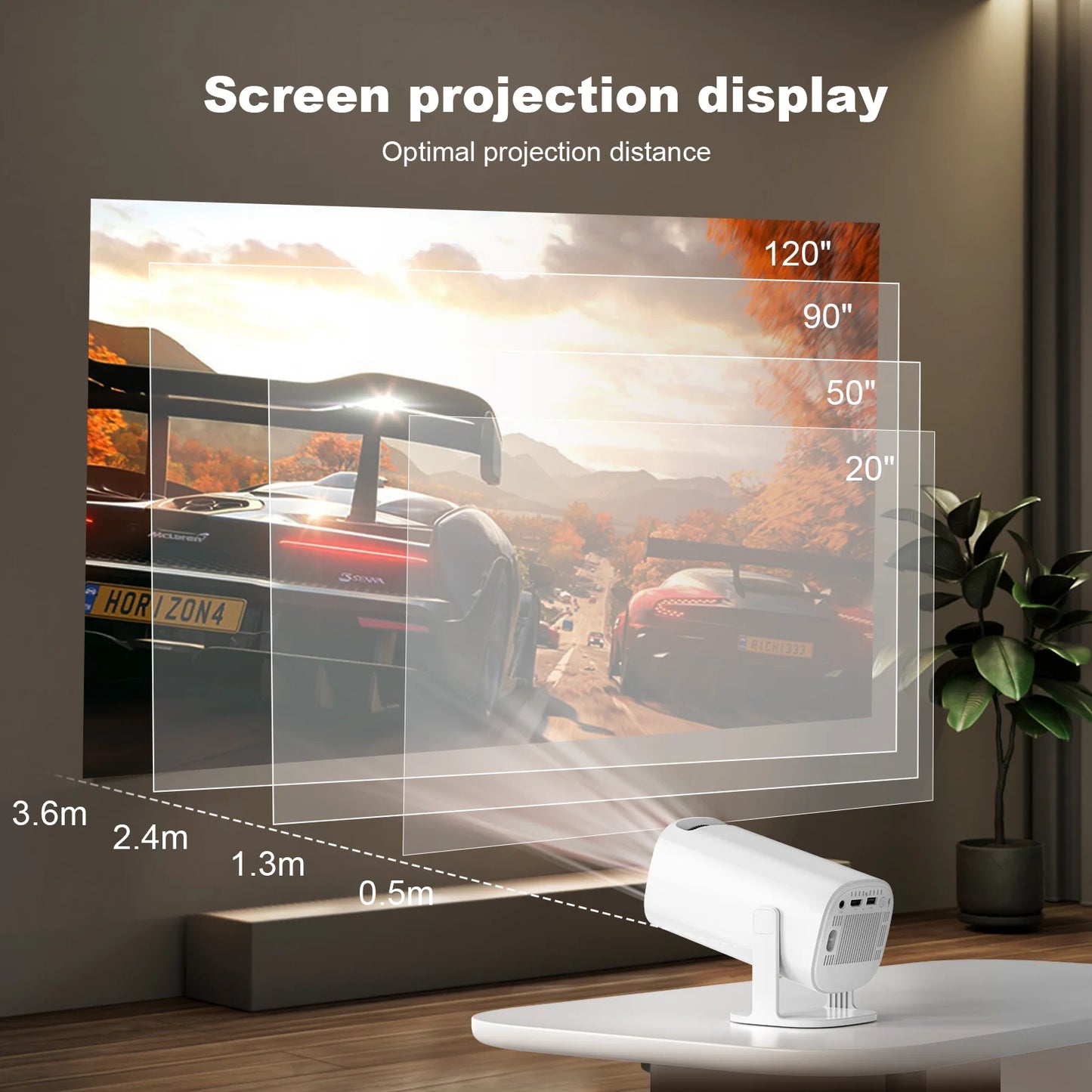 Hypermartz™ P30 Mini 4K Android 14 Dual Wifi and Bluetooth Portable Projector