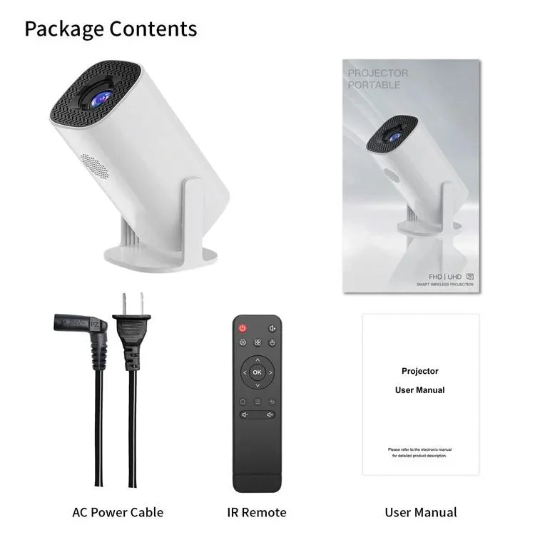 Hypermartz™ P30 Mini 4K Android 14 Dual Wifi and Bluetooth Portable Projector