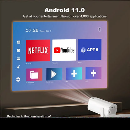 Hypermartz™ P30 Mini 4K Android 14 Dual Wifi and Bluetooth Portable Projector