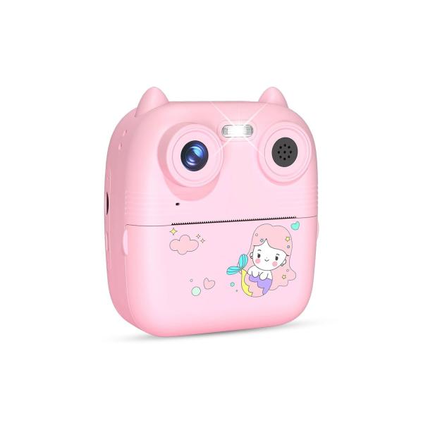 D8S Childrens Time Front/back Rear HD Digital Thermal Print Camera 1080p 48MP Pink